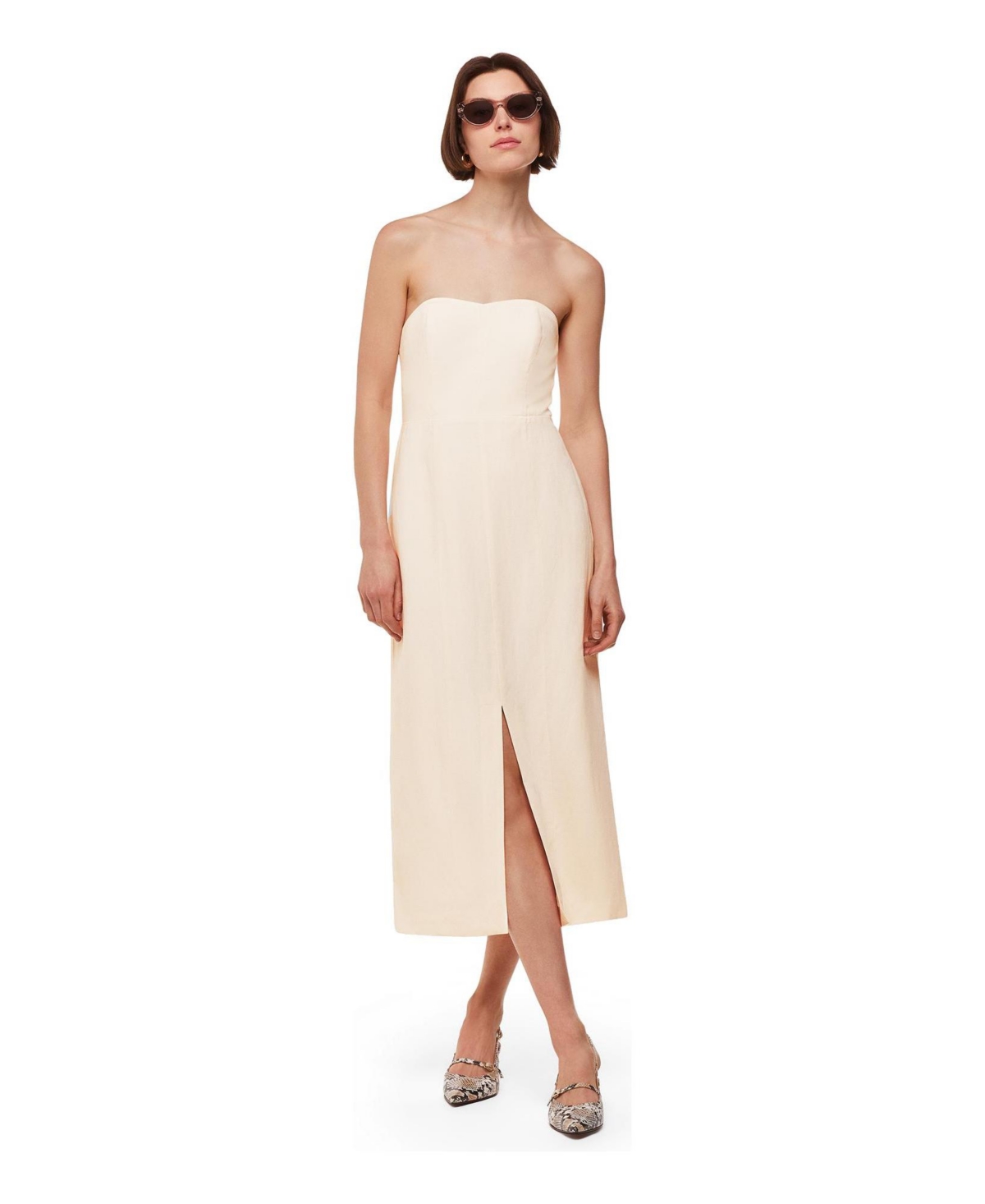 Whistles Women’s Bandeau Front Slit Midi Dress – Neutral Whistles Women’s Bandeau Front Slit Midi Dress – Neutral