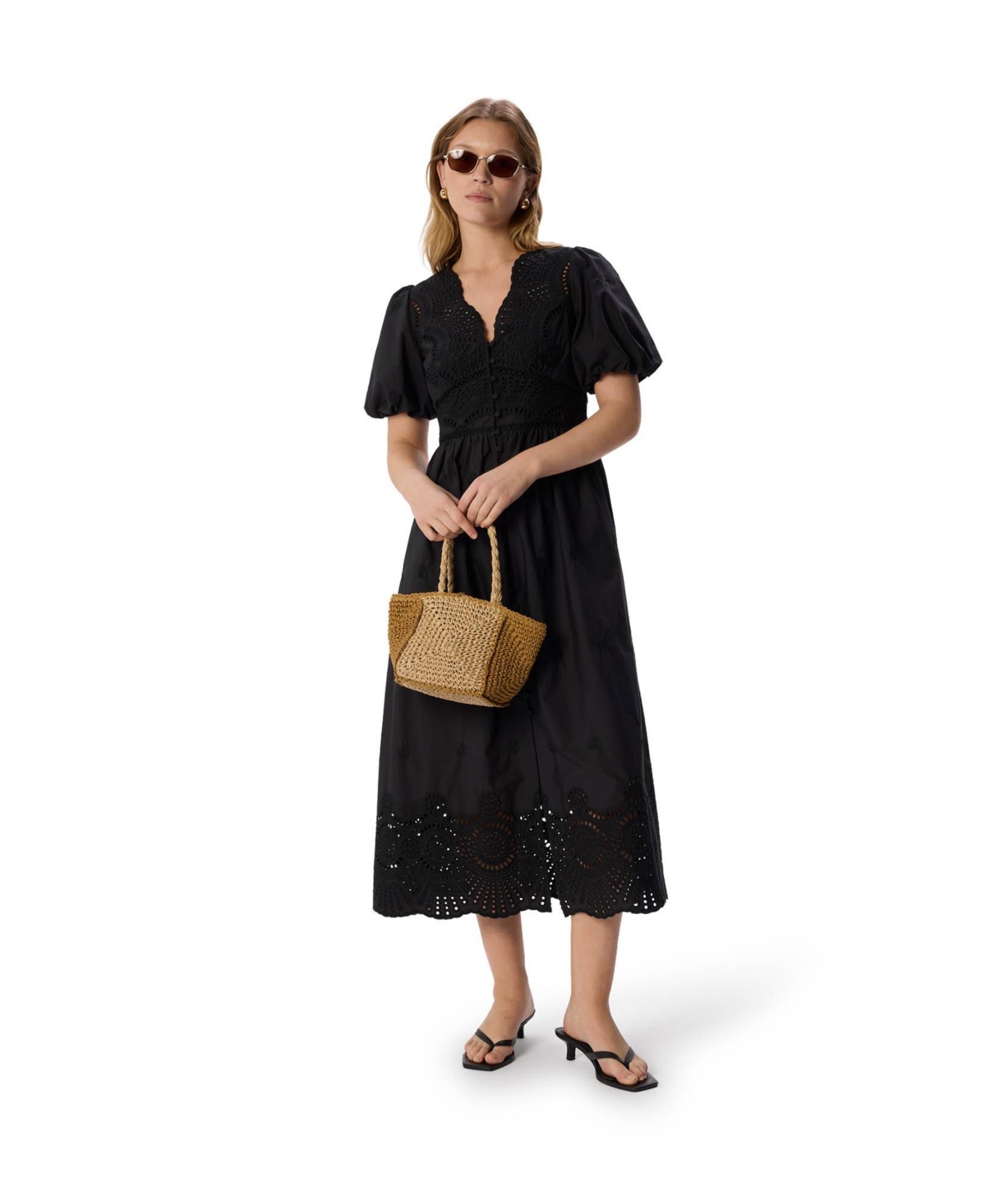 Whistles Women’s Cotton Broderie Dress – Black Whistles Women’s Cotton Broderie Dress – Black
