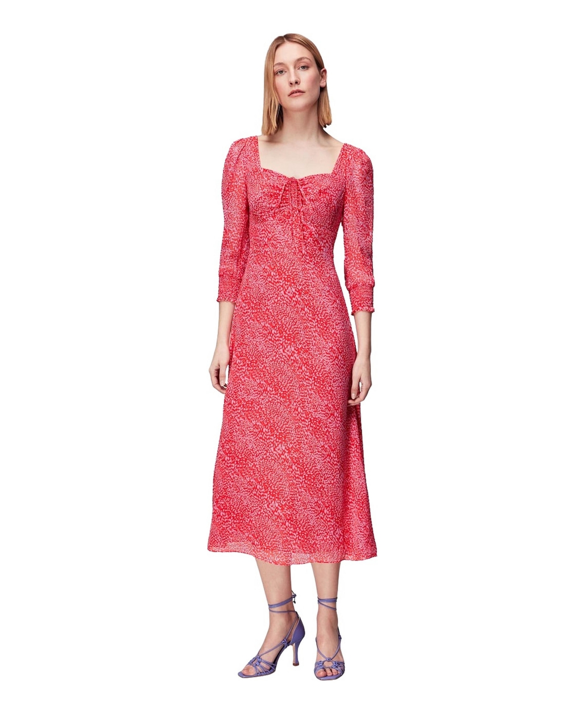 Whistles Women’s Diagonal Leopard Midi Dress – Pink/multi