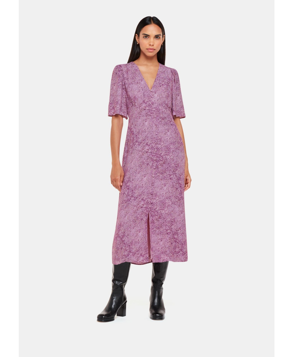 Whistles Women’s Diagonal Snake Midi Dress – Pink/multi