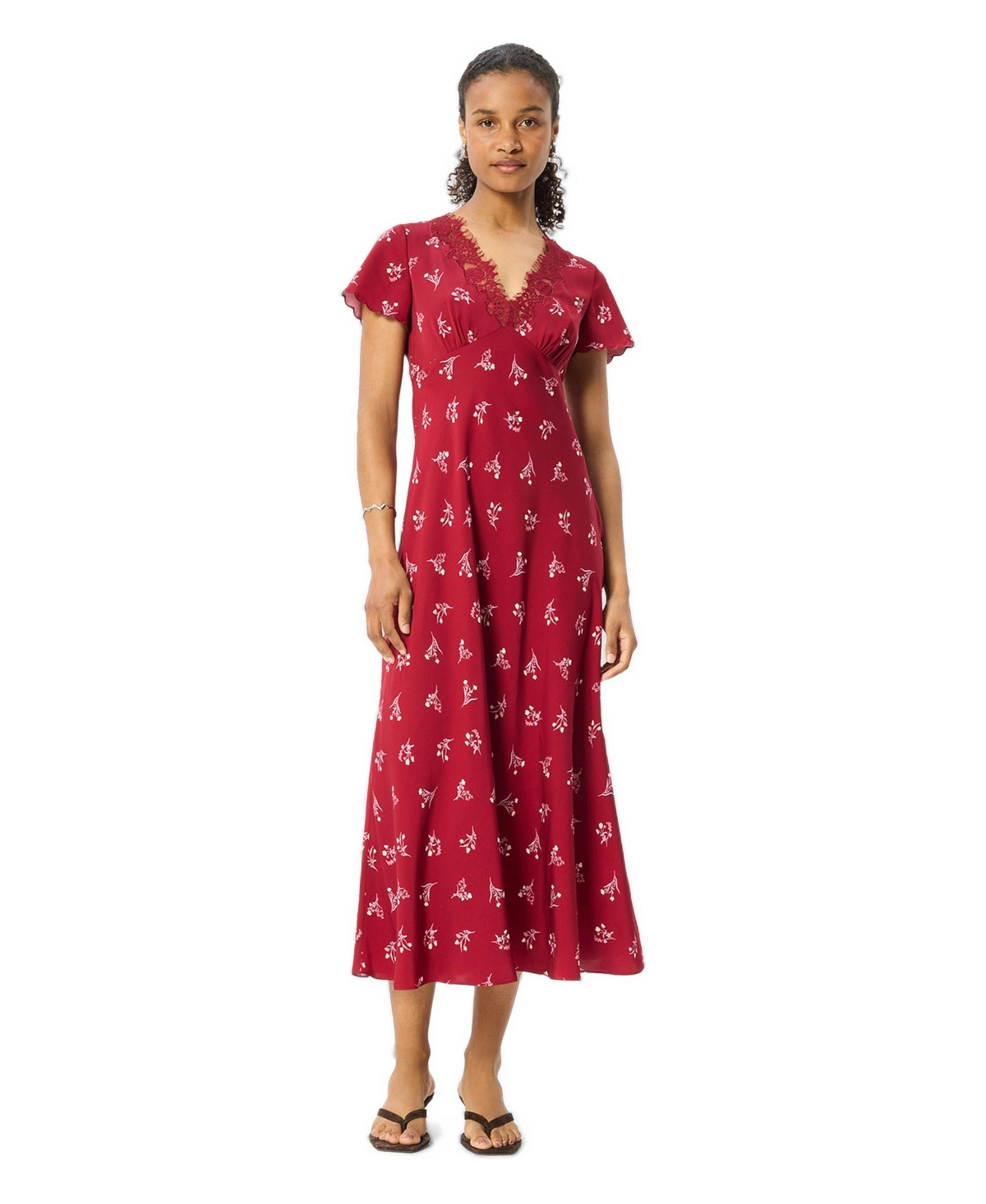 Whistles Women’s Floral A-Line V-Neck Midi Dress – Burgundy/multi Whistles Women’s Floral A-Line V-Neck Midi Dress – Burgundy/multi