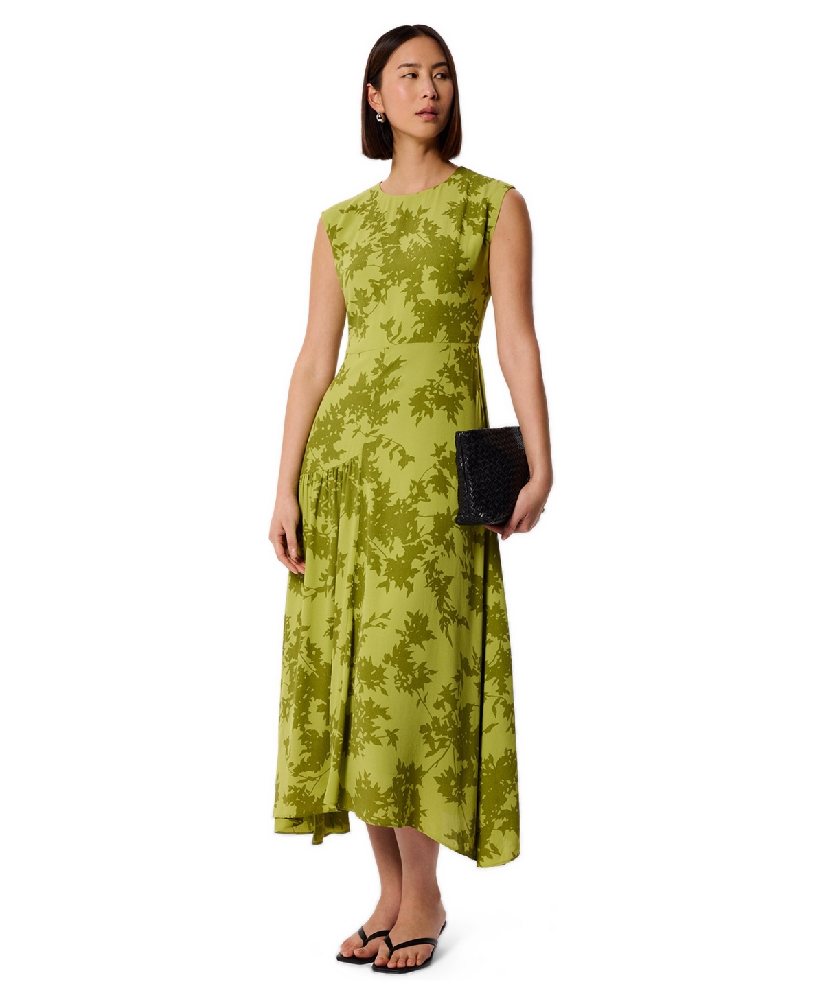 Whistles Women’s Floral Asymmetric Dress – Grn/multi