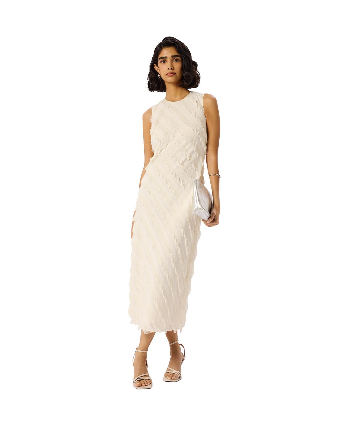 Whistles Women’s Fringe Textured Midi Dress – Ivory Whistles Women’s Fringe Textured Midi Dress – Ivory