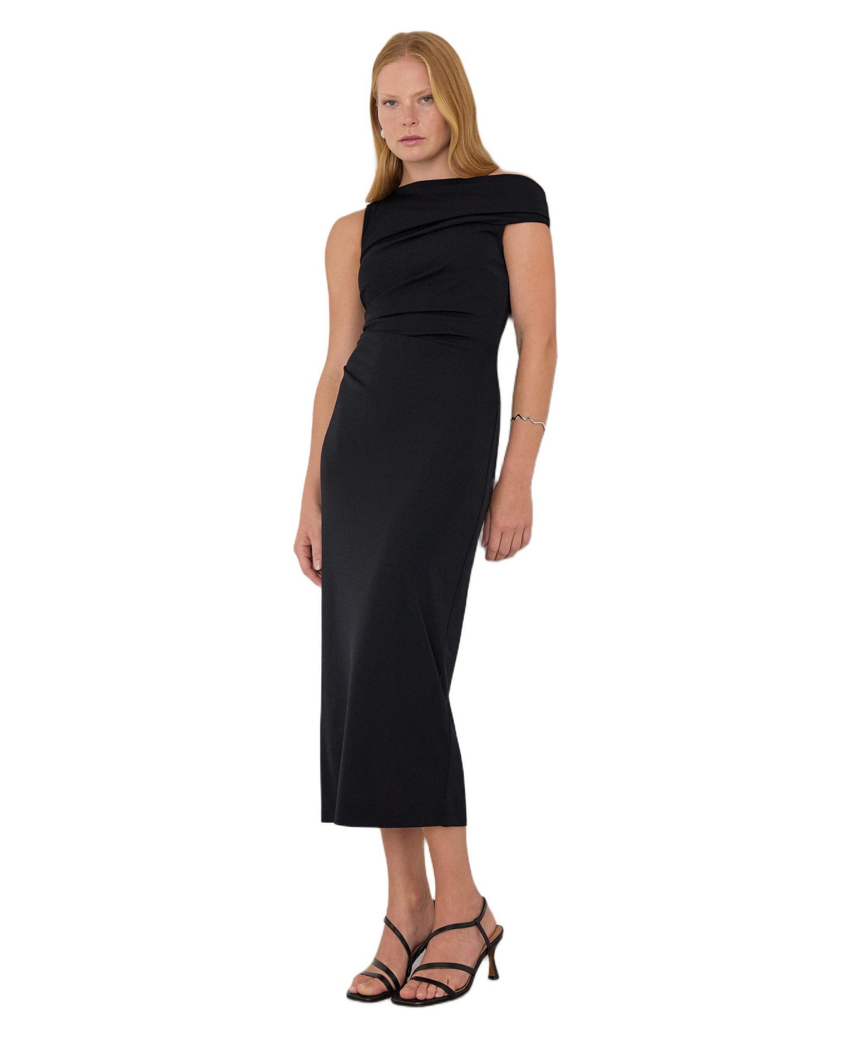 Whistles Women’s Jersey Crepe Asymmetric Dress – Black