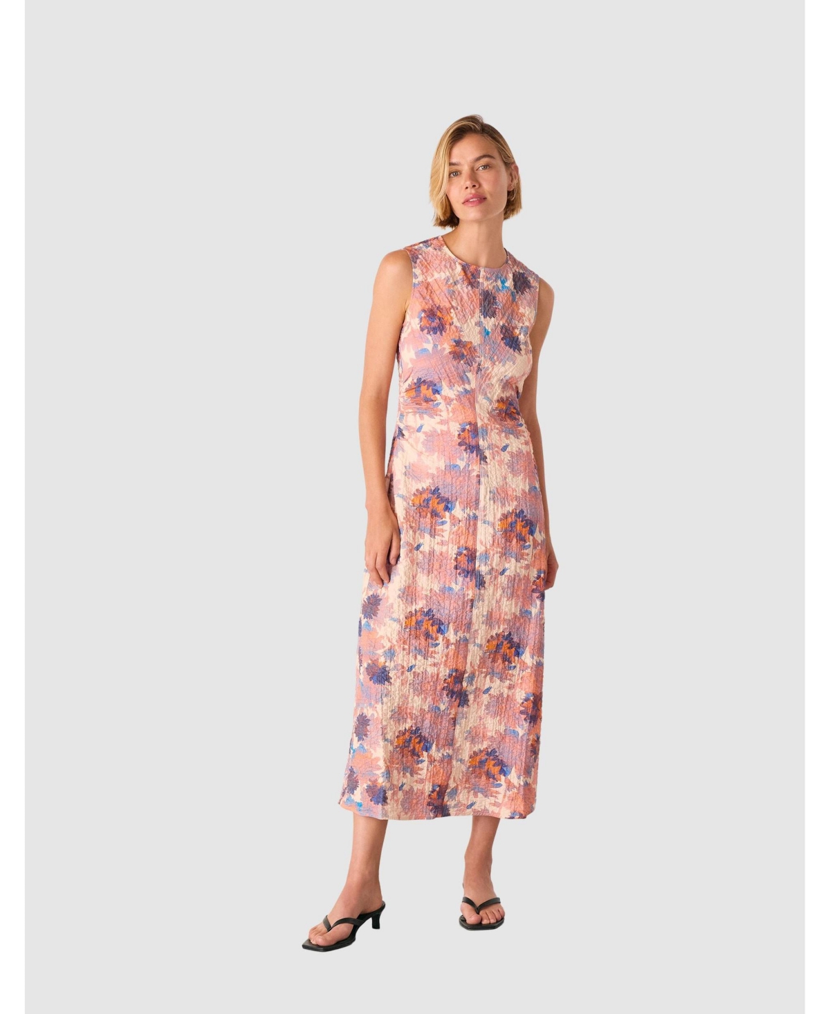 Whistles Women’s Sleeveless Floral Textured Midi Dress – Pink/multi Whistles Women’s Sleeveless Floral Textured Midi Dress – Pink/multi