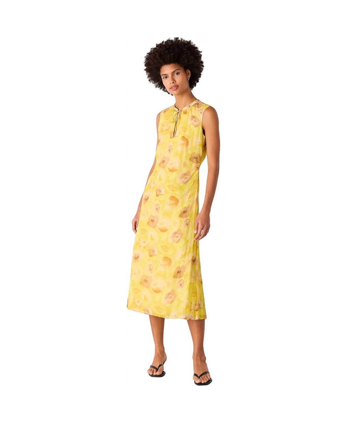 Whistles Women’s Sunshine Floral Textured Midi Dress – Yellow/multi