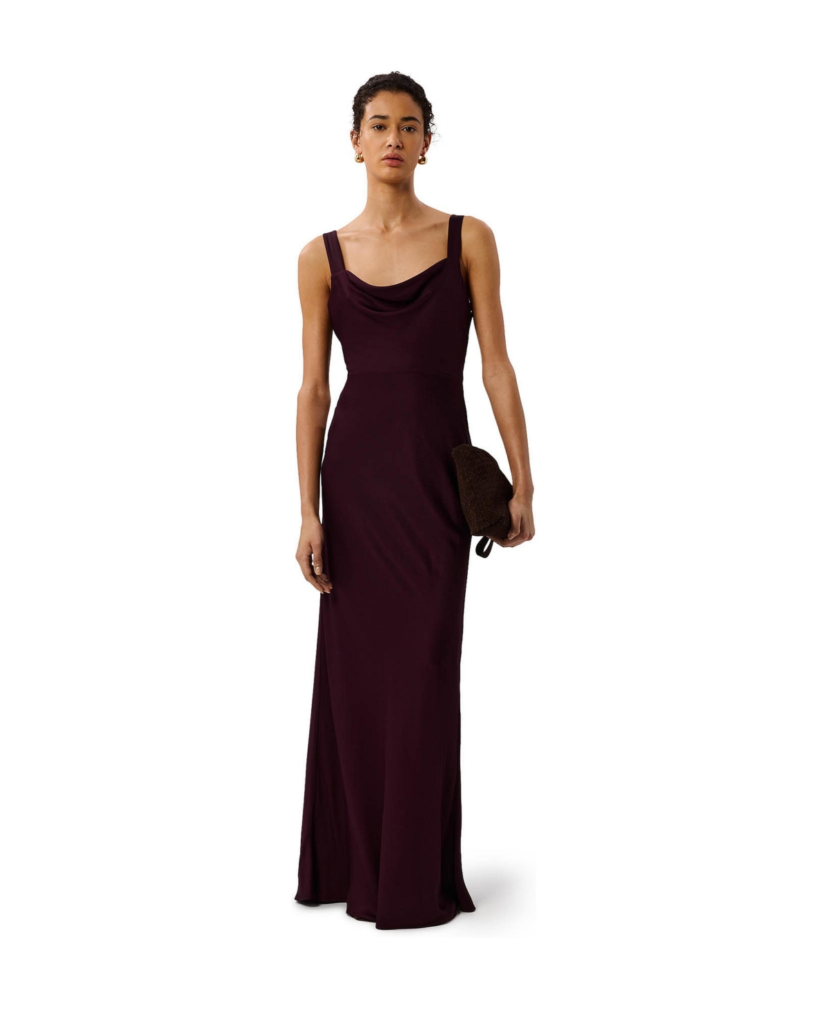 Whistles Women’s Thea Cowl Satin Maxi Dress – Chocolate