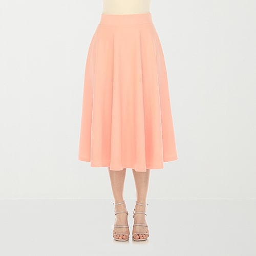 White Mark Womens Midi A-Line Skirt, Medium, Orange