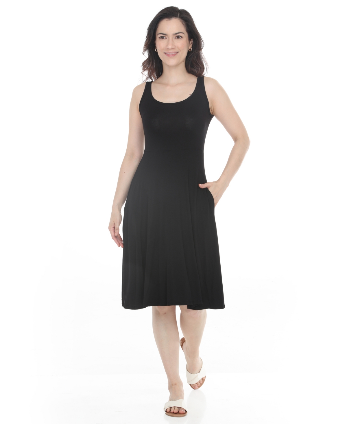 White Mark Women’s Twist Front Built in Skirt Maxi Dress – Black