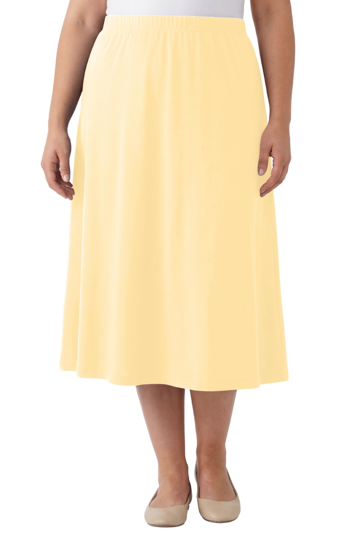 Woman Within Women’s Within 7-Day Knit A-Line Skirt – Banana Woman Within Women’s Within 7-Day Knit A-Line Skirt – Banana