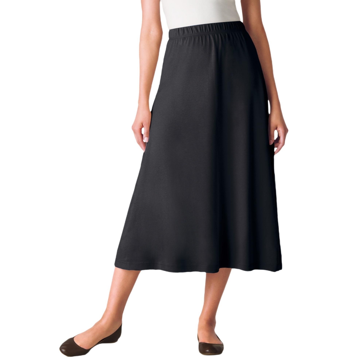Woman Within Women’s Within 7-Day Knit A-Line Skirt – Black