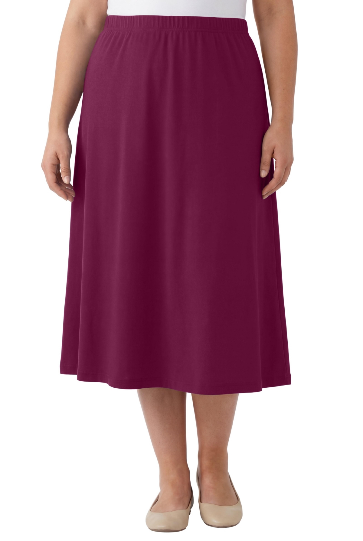 Woman Within Women’s Within 7-Day Knit A-Line Skirt – Deep claret
