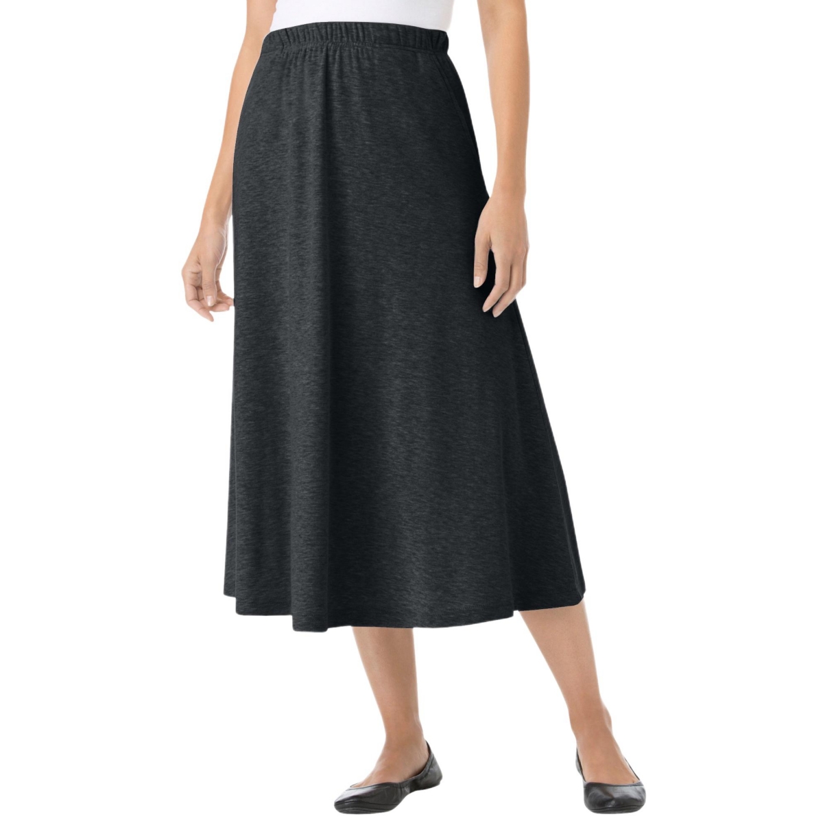 Woman Within Women’s Within 7-Day Knit A-Line Skirt – Heather charcoal