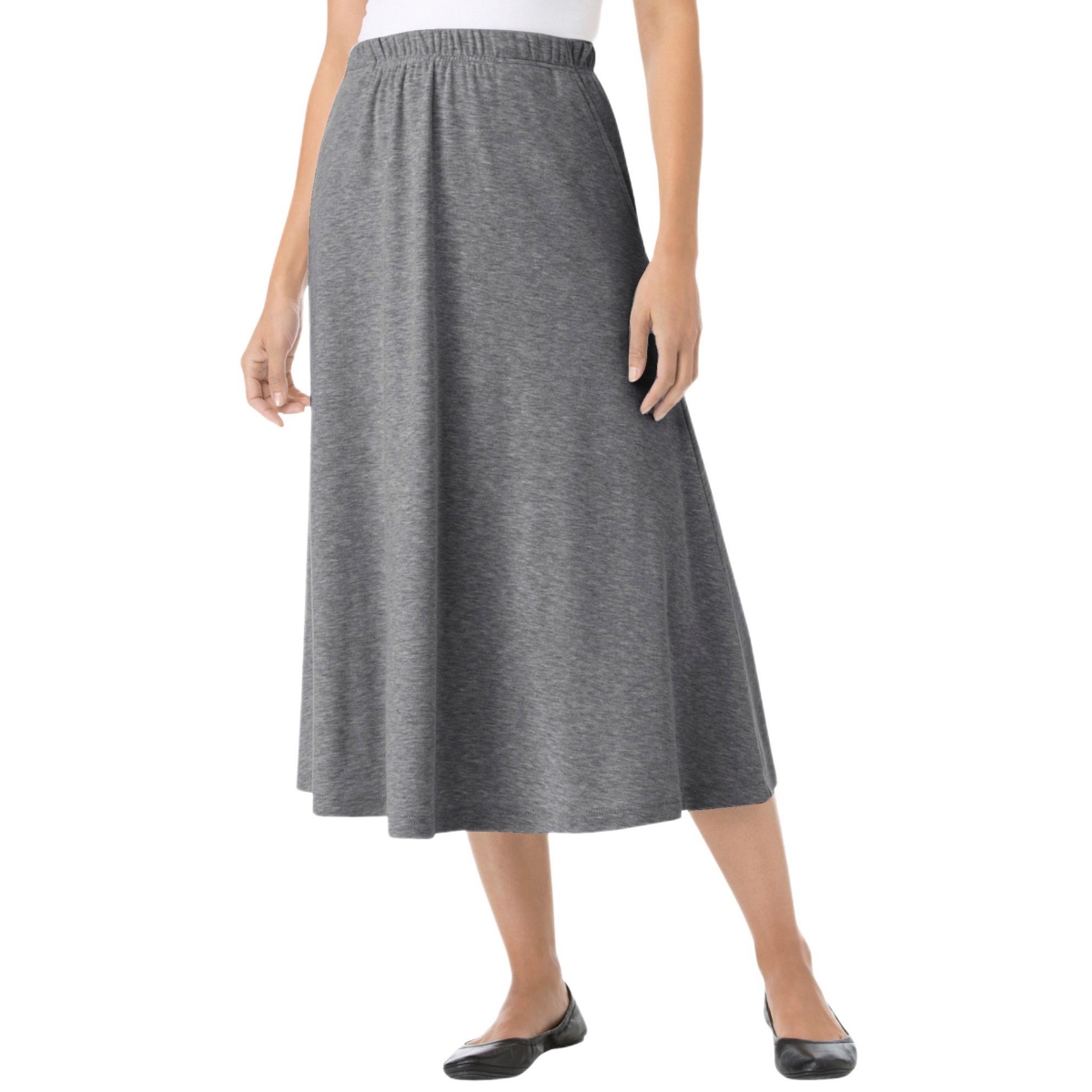 Woman Within Women’s Within 7-Day Knit A-Line Skirt – Medium heather grey Woman Within Women’s Within 7-Day Knit A-Line Skirt – Medium heather grey