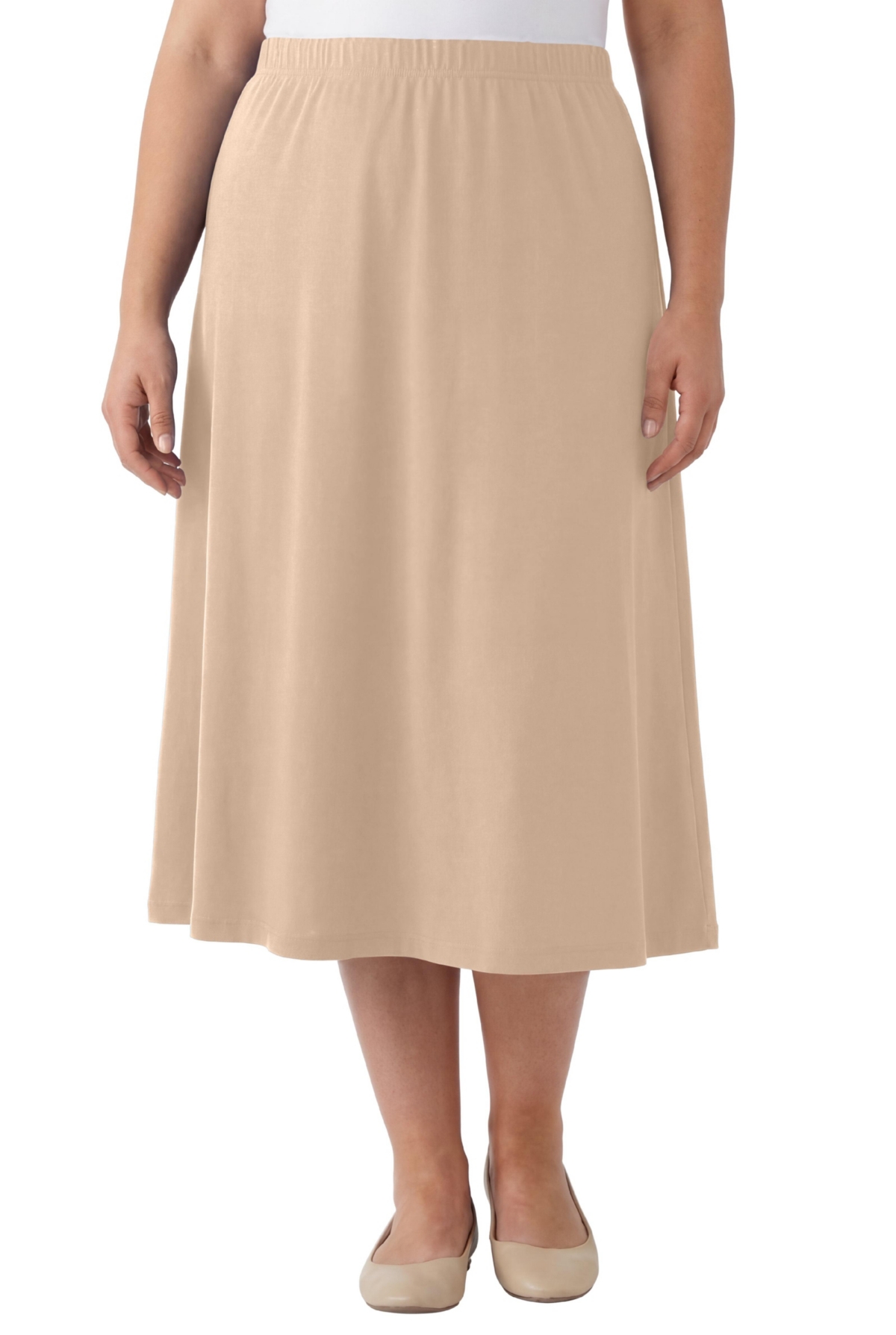 Woman Within Women’s Within 7-Day Knit A-Line Skirt – New khaki