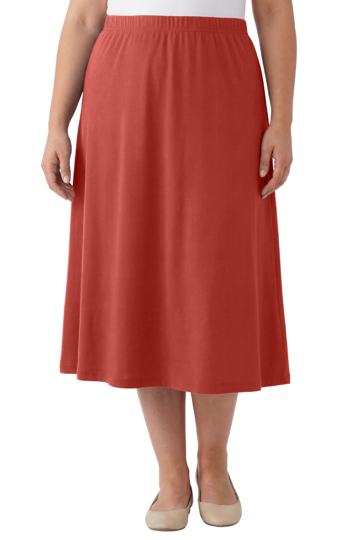 Woman Within Women’s Within 7-Day Knit A-Line Skirt – Red ochre