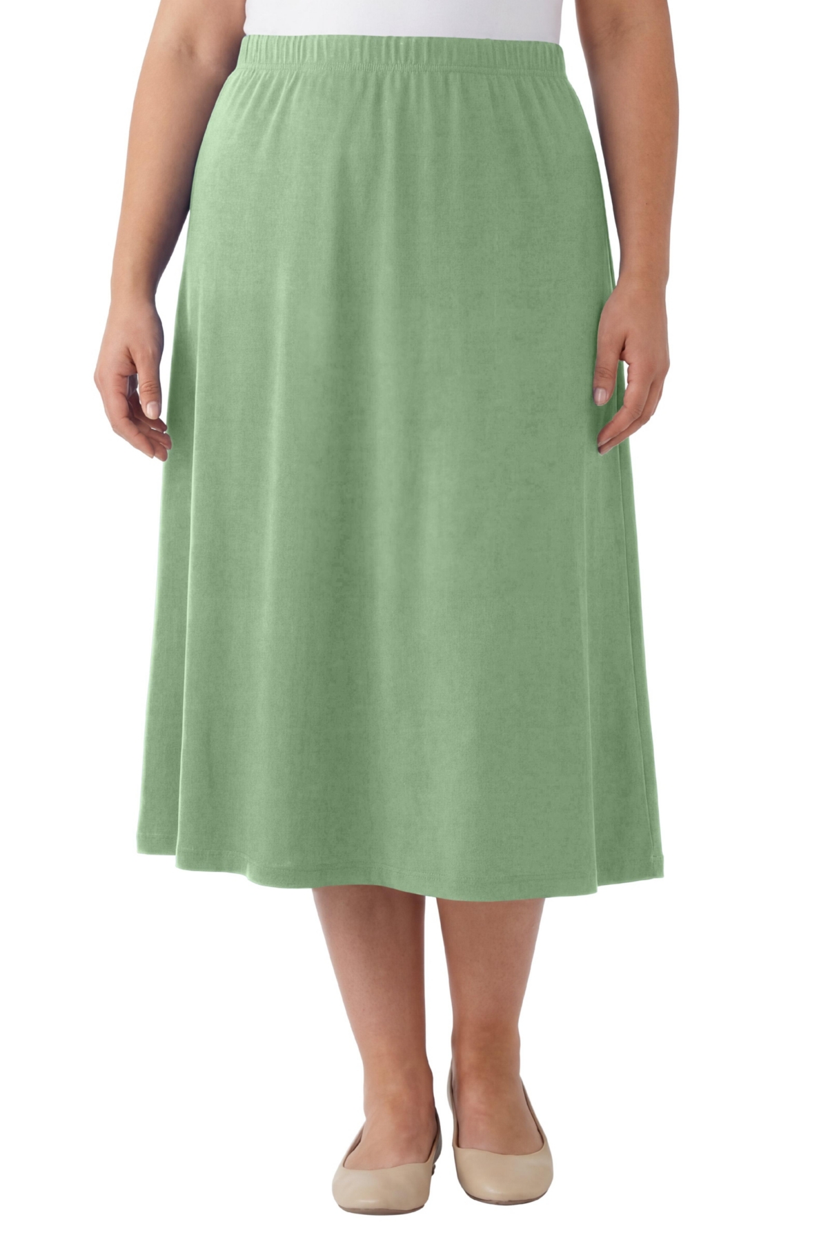 Woman Within Women’s Within 7-Day Knit A-Line Skirt – Sage