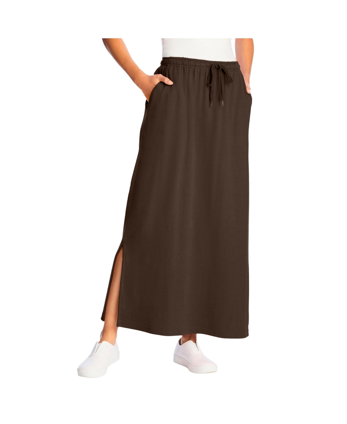 Woman Within Women’s Within Sport Knit Side-Slit Skirt – Chocolate Woman Within Women’s Within Sport Knit Side-Slit Skirt – Chocolate