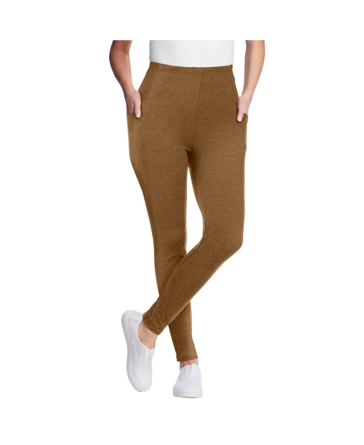 Woman Within Women’s Within Stretch-Cotton Knit Pull-On Pocket Leggings – Toffee Woman Within Women’s Within Stretch-Cotton Knit Pull-On Pocket Leggings – Toffee