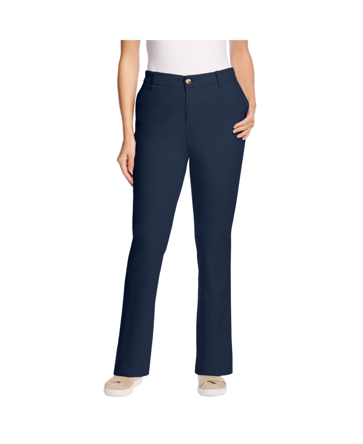 Woman Within Women’s Within Tall Adjustable Waist Straight-Leg Chino – Navy