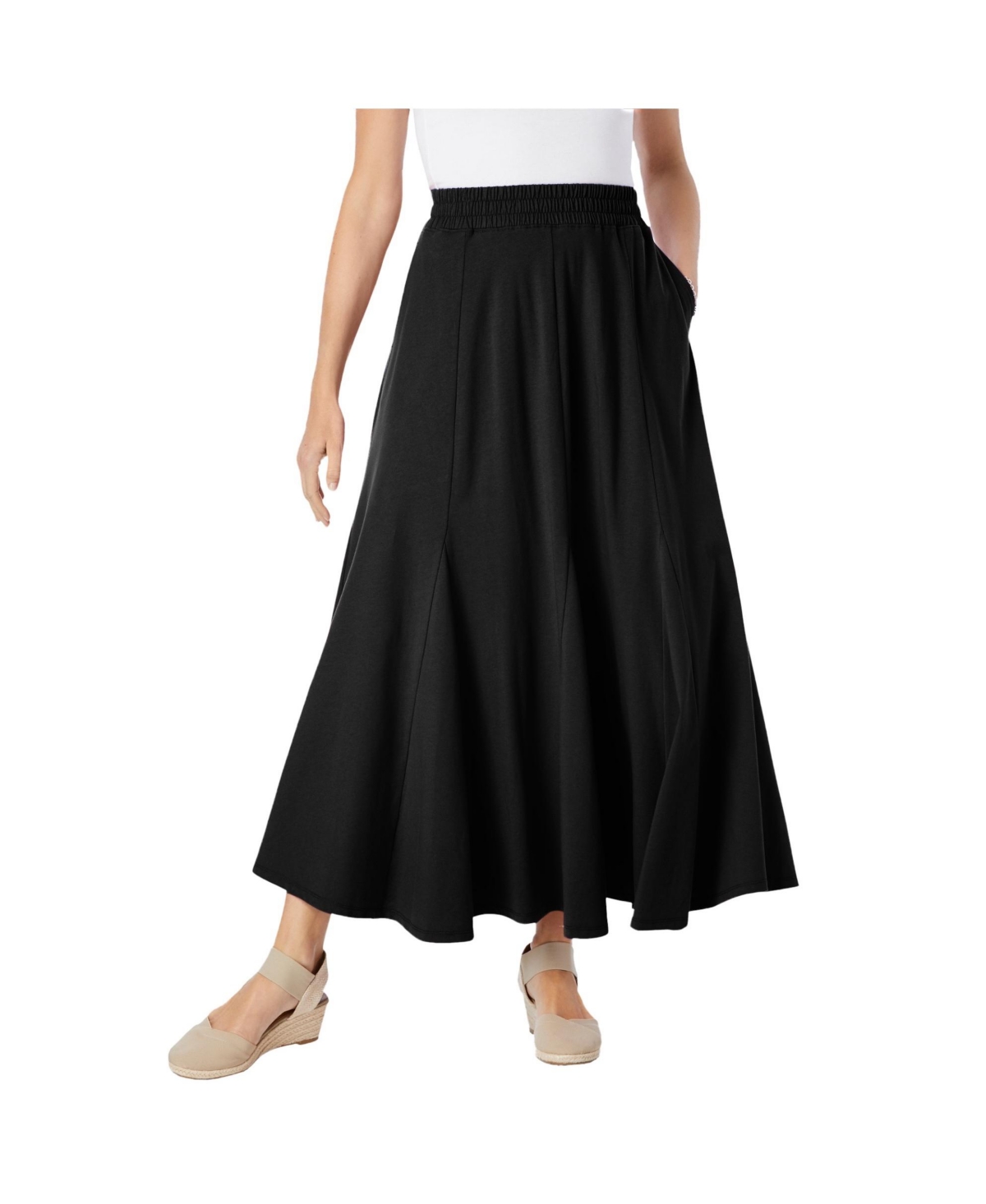 Woman Within Women’s Within Wide Elastic Waist Skirt – Black Woman Within Women’s Within Wide Elastic Waist Skirt – Black