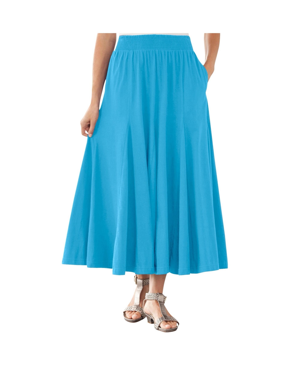 Woman Within Women’s Within Wide Elastic Waist Skirt – Paradise blue Woman Within Women’s Within Wide Elastic Waist Skirt – Paradise blue
