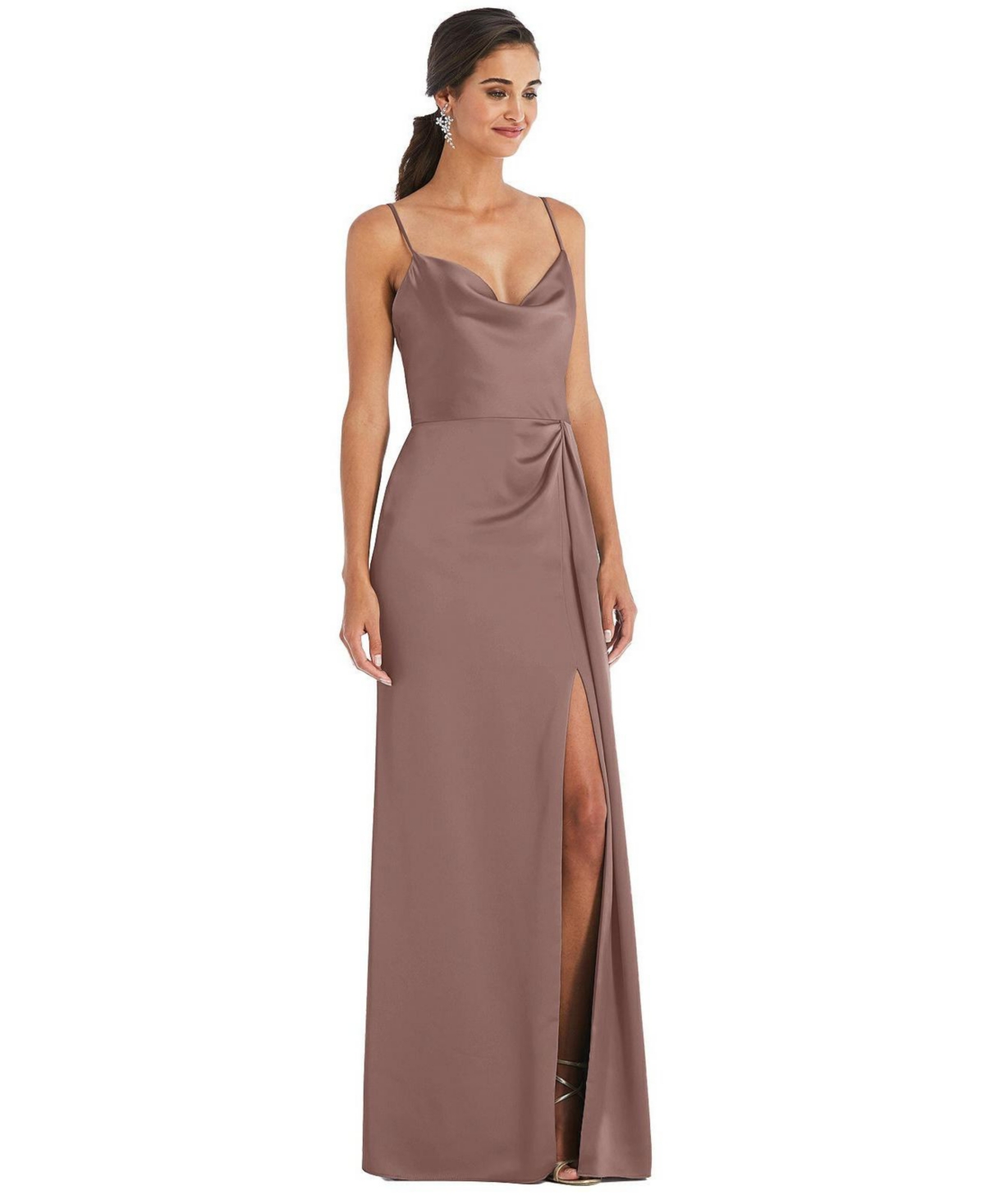 Women’s Cowl-Neck Draped Wrap Maxi Dress with Front Slit – Sienna Women’s Cowl-Neck Draped Wrap Maxi Dress with Front Slit – Sienna