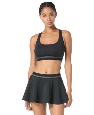 Womens Cross Back Scoop Neck Top Logo Waistband Skirt Womens Cross Back Scoop Neck Top Logo Waistband Skirt
