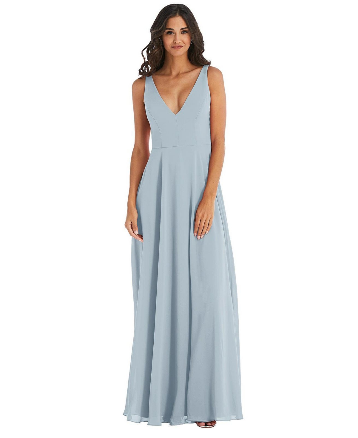 Women’s Deep V-Neck Chiffon Maxi Dress – Mist