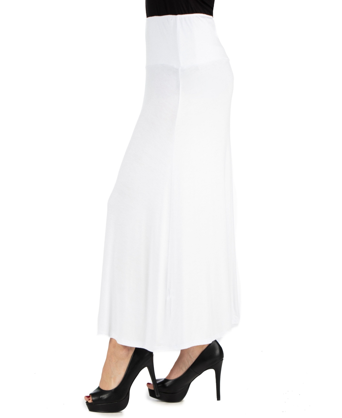 Women’s Elastic Waist Maxi Skirt – White Women’s Elastic Waist Maxi Skirt – White