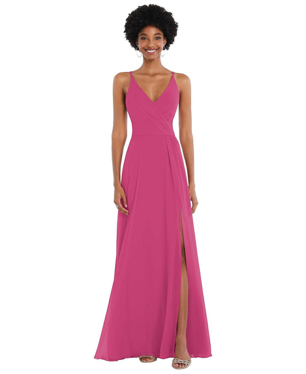 Women’s Faux Wrap Crises Cross Back Maxi Dress with Adjustable Straps – Tea rose Women’s Faux Wrap Crises Cross Back Maxi Dress with Adjustable Straps – Tea rose