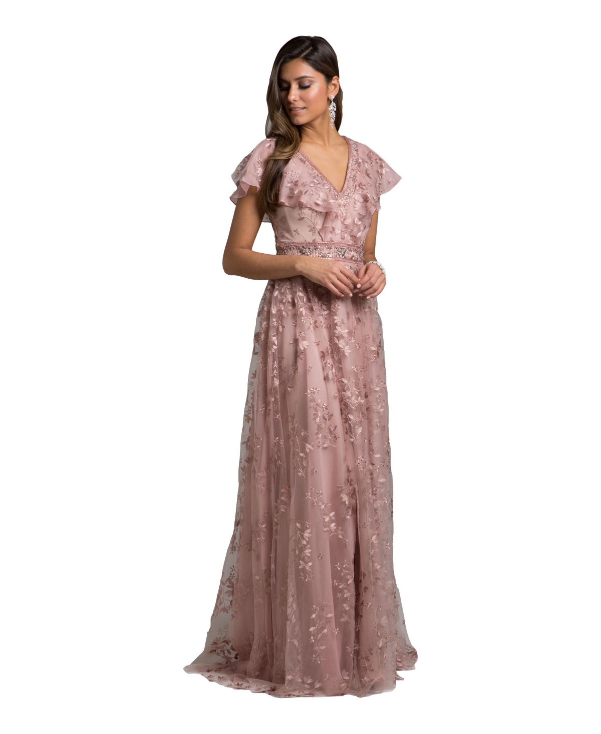 Women’s Lace, V-Neck Dress – Mauve Women’s Lace, V-Neck Dress – Mauve