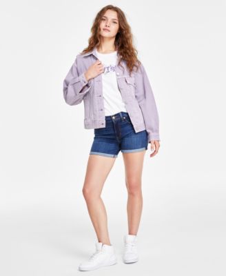 Womens Mid Rise Mid Length Stretch Shorts Womens Mid Rise Mid Length Stretch Shorts
