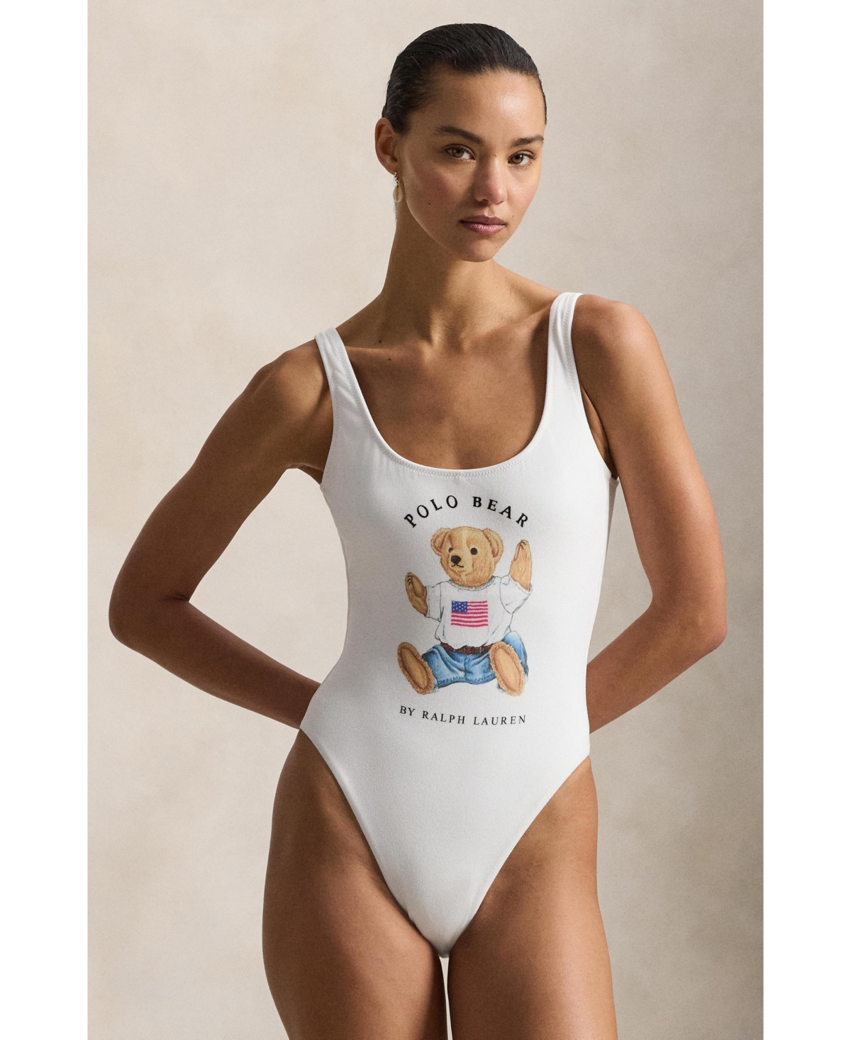 Women’s Polar Bear Tank One-Piece Swimsuit – Open White Women’s Polar Bear Tank One-Piece Swimsuit – Open White