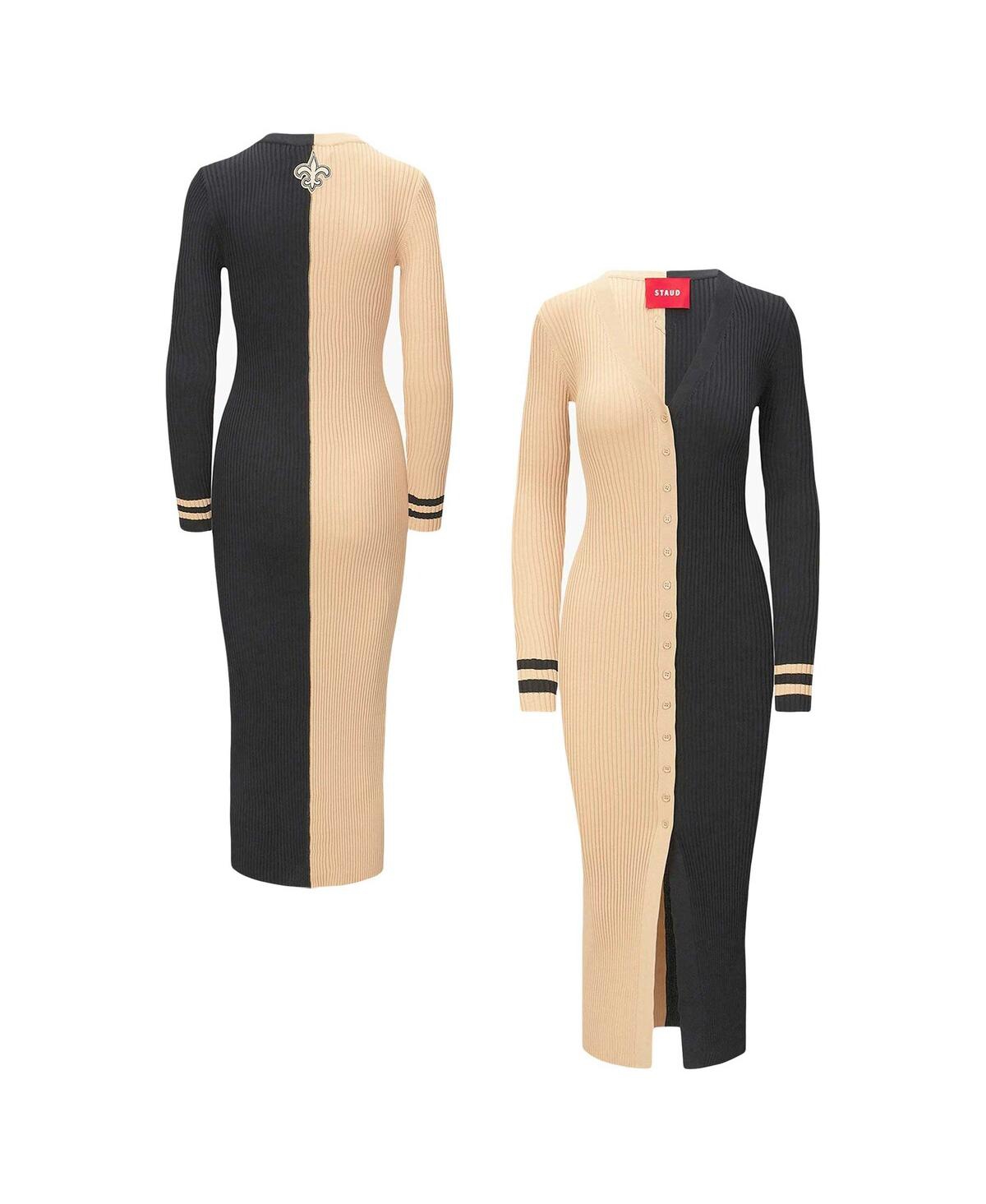 Women’s Staud Gold, Black New Orleans Saints Shoko Knit Button-Up Sweater Dress – Gold, Black Women’s Staud Gold, Black New Orleans Saints Shoko Knit Button-Up Sweater Dress – Gold, Black