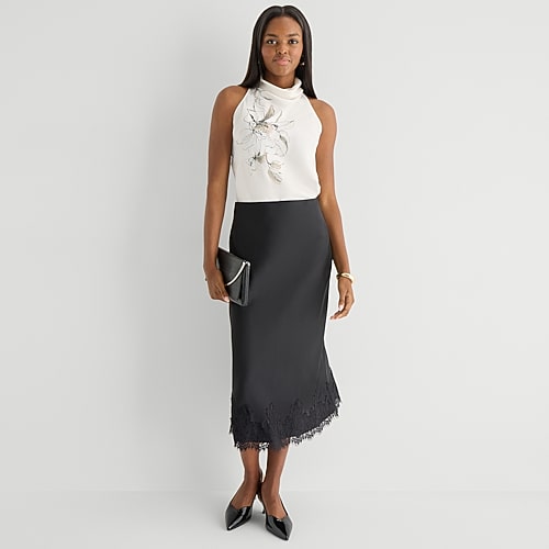 Worthington Womens Midi A-Line Skirt, 4, Black Worthington Womens Midi A-Line Skirt, 4, Black