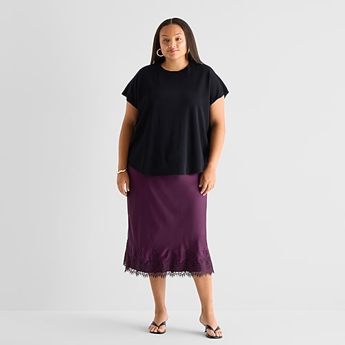 Worthington Womens Plus A-Line Skirt, 18w, Purple