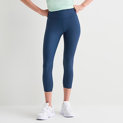 Xersion EverContour+ Womens High Rise 23″ Cropped Legging, Small, Blue