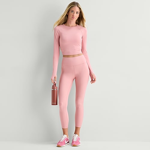 Xersion EverContour+ Womens Moisture Wicking High Rise 25″ 7/8 Ankle Legging, X-small, Pink Xersion EverContour+ Womens Moisture Wicking High Rise 25″ 7/8 Ankle Legging, X-small, Pink
