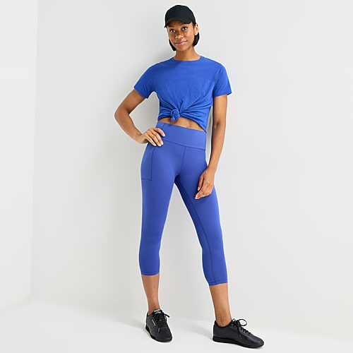 Xersion EverUltra Womens High Rise 21″ Cropped Legging, Small, Blue Xersion EverUltra Womens High Rise 21″ Cropped Legging, Small, Blue