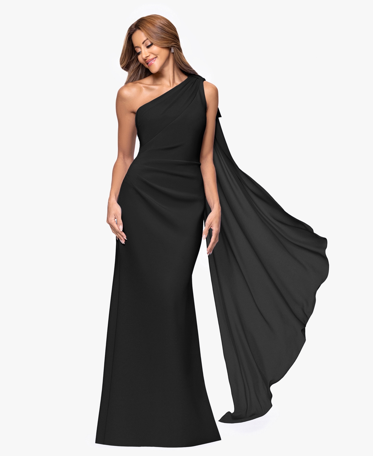 Xscape Women’s One-Shoulder Maxi Dress – Black
