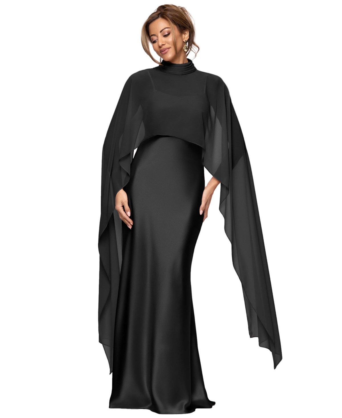 Xscape Women’s Overlay Maxi Dress – Black