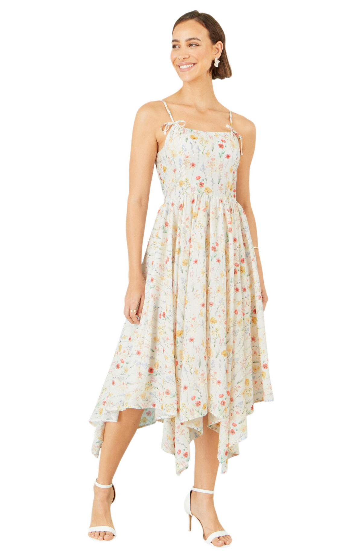Yumi Women’s Botanical Embroidery Midi Dress – White Yumi Women’s Botanical Embroidery Midi Dress – White