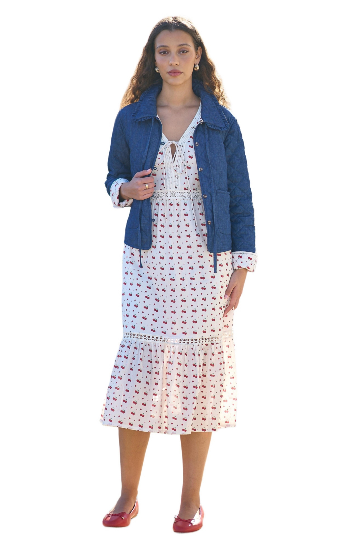 Yumi Women’s Chambray Quilted Jacket – Blue Yumi Women’s Chambray Quilted Jacket – Blue