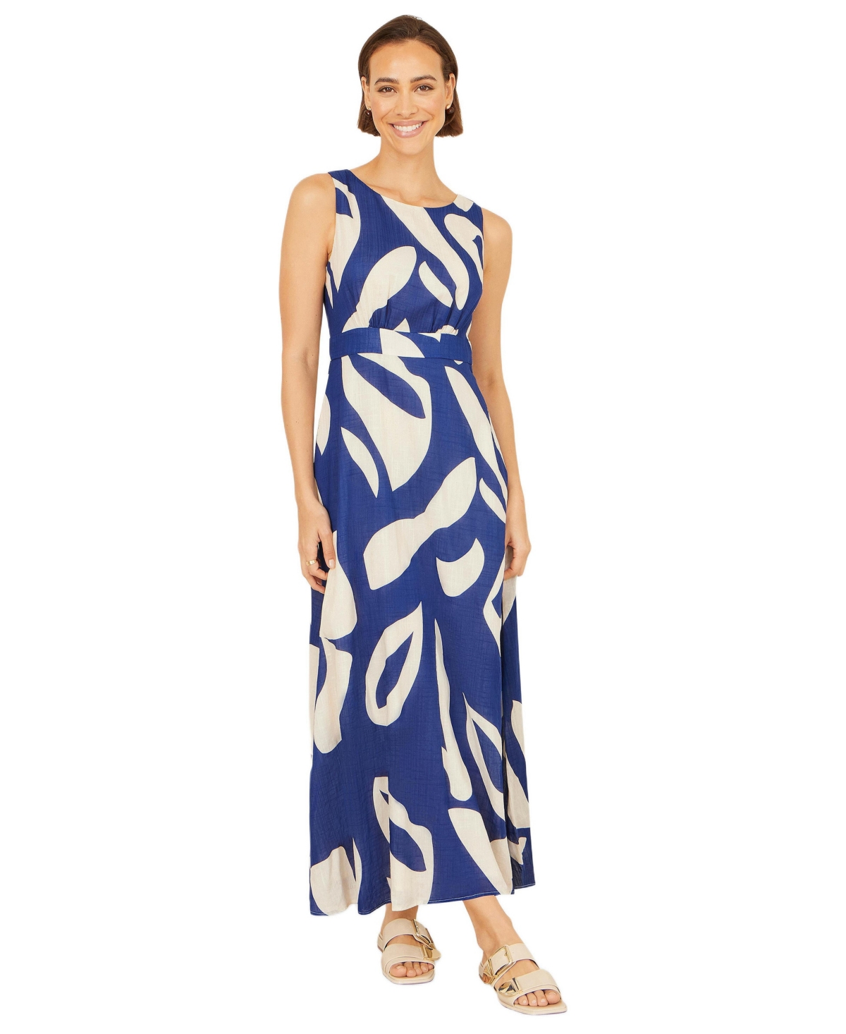 Yumi Women’s Cotton Abstract Print Maxi Dress – Navy Yumi Women’s Cotton Abstract Print Maxi Dress – Navy