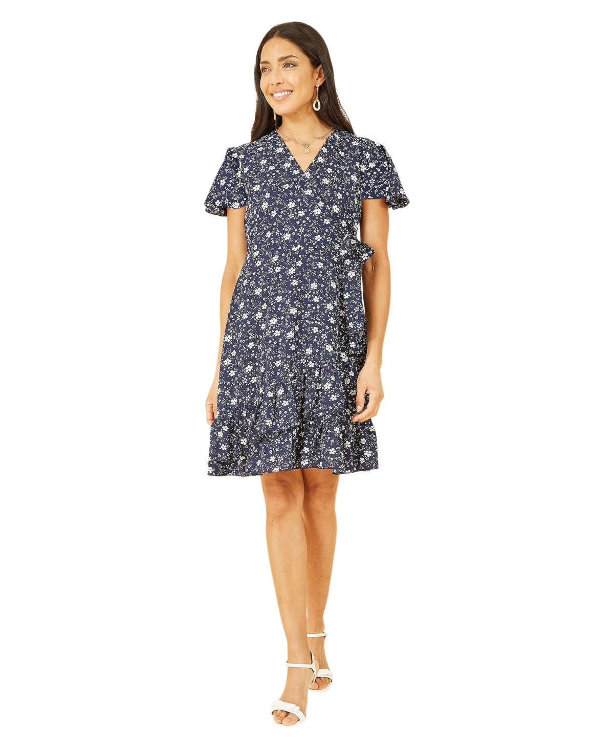 Yumi Women’s Ditsy Floral Wrap Frill Dress – Navy Yumi Women’s Ditsy Floral Wrap Frill Dress – Navy