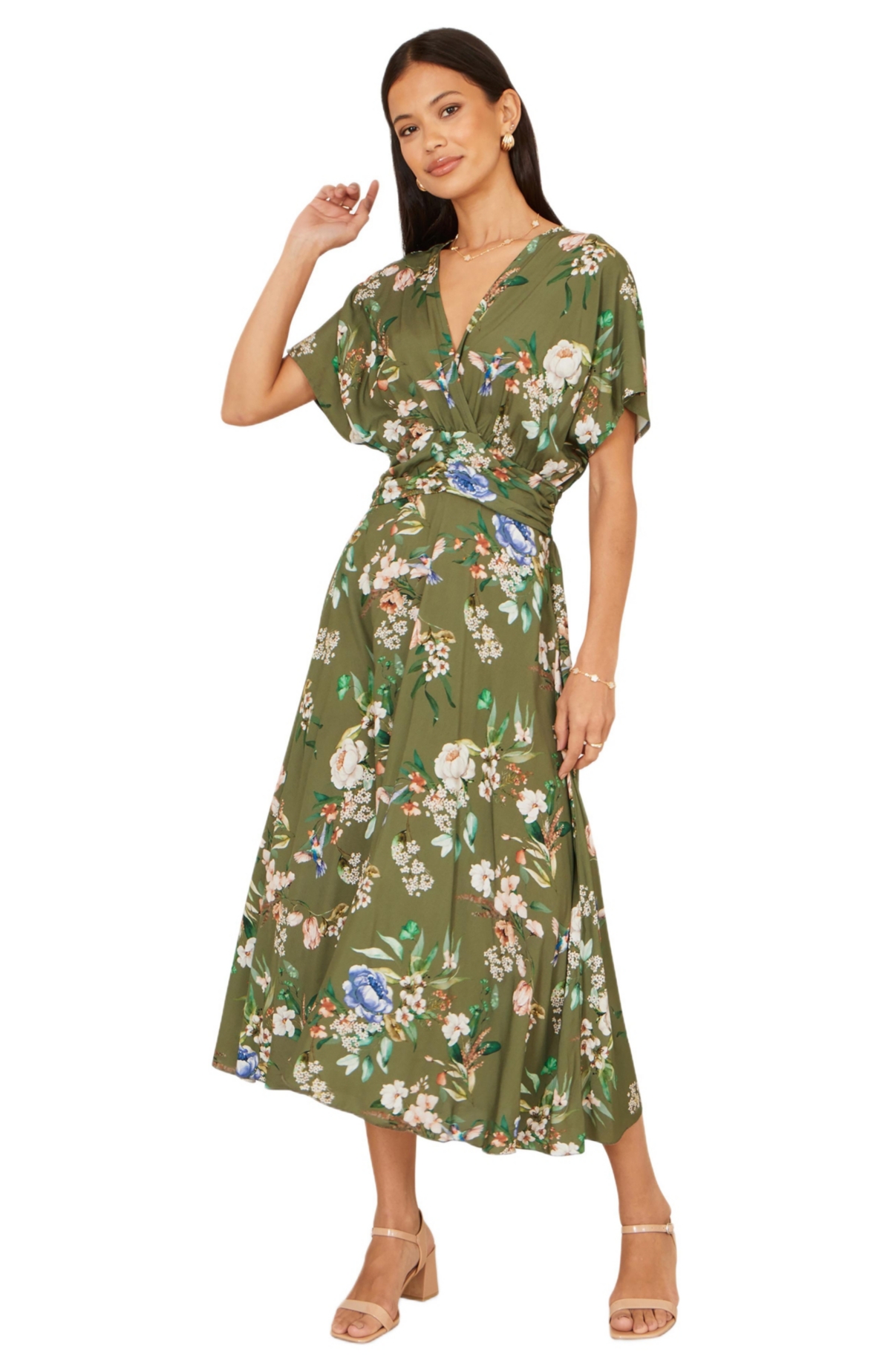 Yumi Women’s Floral Print Midi Dress – Sage green Yumi Women’s Floral Print Midi Dress – Sage green