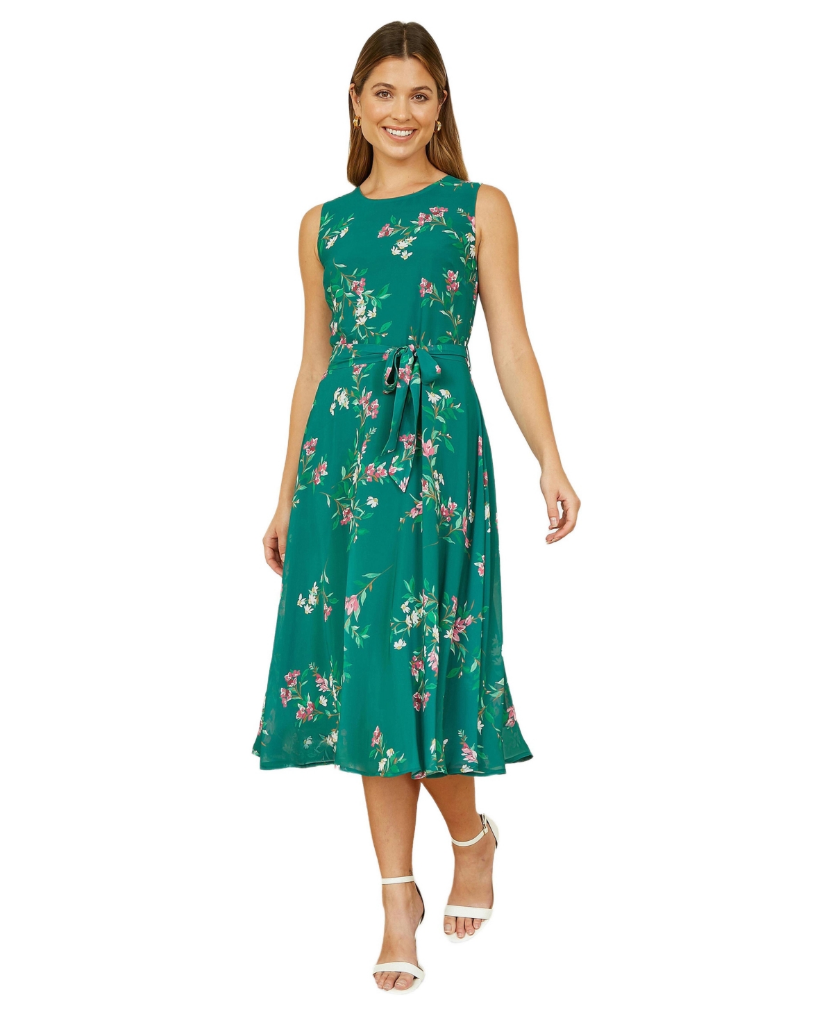Yumi Women’s Floral Print Midi Skater Dress – Green Yumi Women’s Floral Print Midi Skater Dress – Green