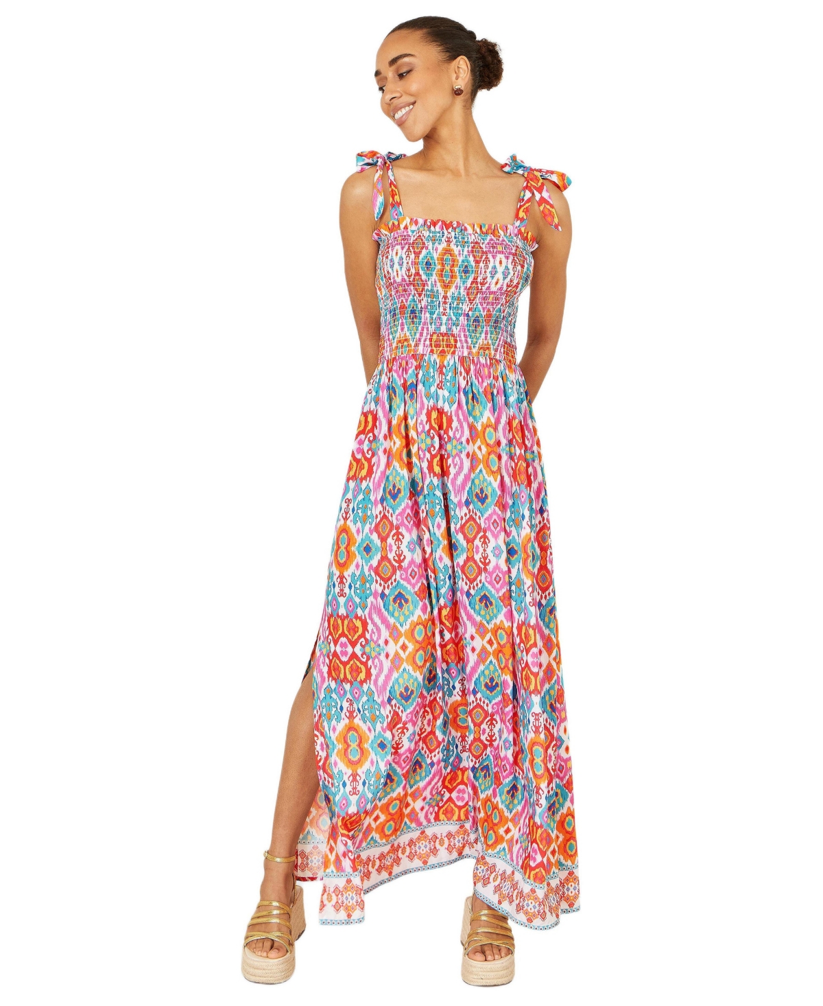 Yumi Women’s Ikat Print Maxi Sun Dress – Multi Yumi Women’s Ikat Print Maxi Sun Dress – Multi