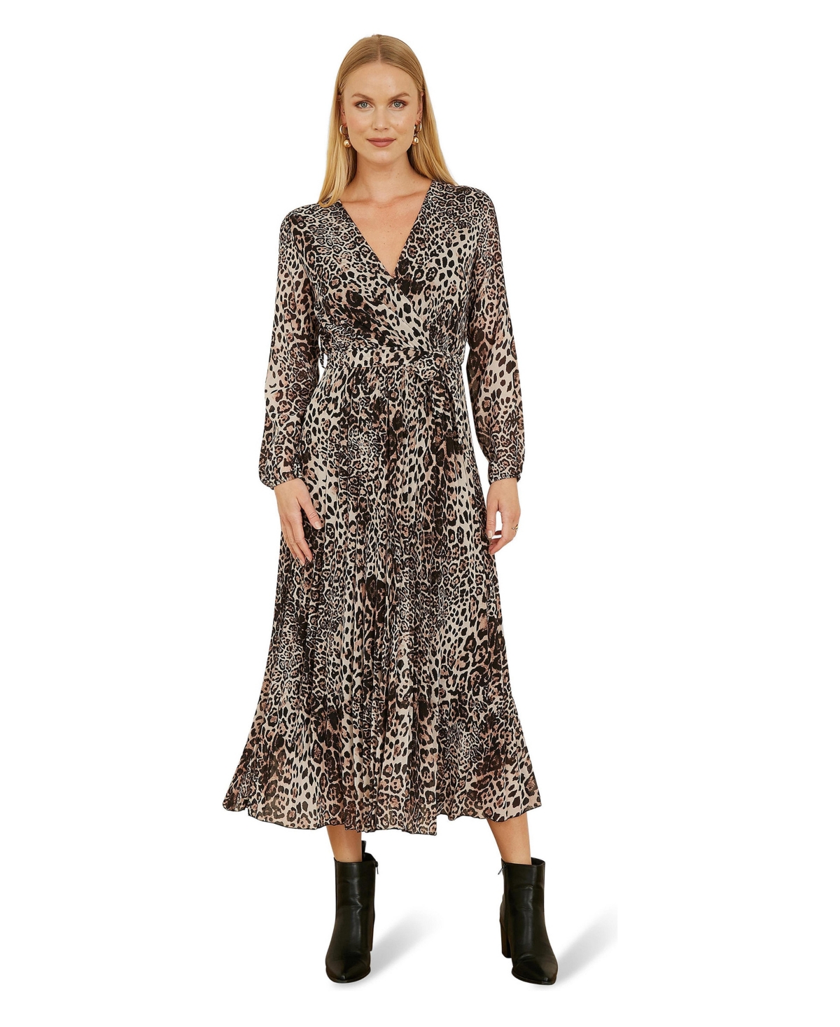 Yumi Women’s Leopard Print Long Sleeve Midi Dress – Leopard Yumi Women’s Leopard Print Long Sleeve Midi Dress – Leopard
